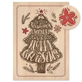 Wood Carved Christmas Cards - Personalized