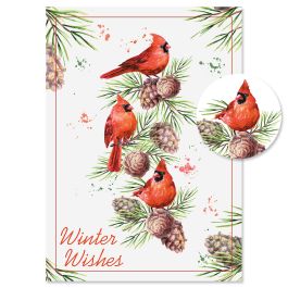 Cardinal Wishes Christmas Cards - Personalized