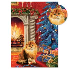 Kitty Christmas Tree Christmas Cards - Personalized