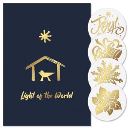 Light of the World Foil Christmas Cards - Personalized