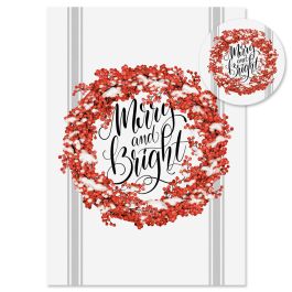 Holly Berry Bright Christmas Cards - Personalized