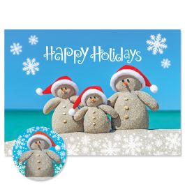 Sandy Snowmen Christmas Cards - Personalized