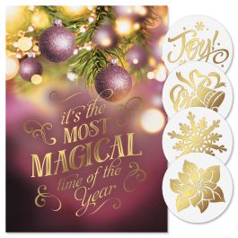 Purple & Gold Foil Christmas Cards - Personalized