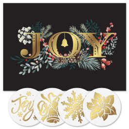 Blooming Joy Foil Christmas Cards - Personalized