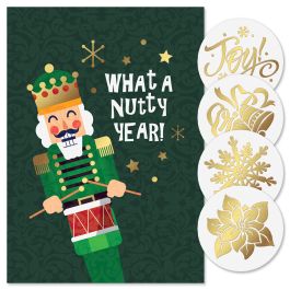Nutcracker Foil Christmas Cards - Personalized
