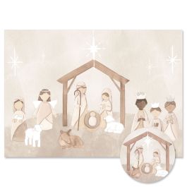 Kinder Nativity Christmas Cards - Personalized