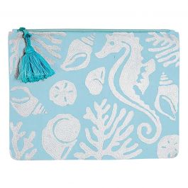 Seahorse At the Shore Embroidered Pouch