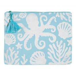 Octopus At the Shore Embroidered Pouch