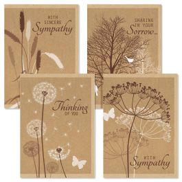 Kraft Sympathy Greeting Cards - Set 8