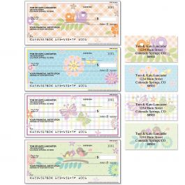 Springtime Personal Single Checks with Matching Address Labels