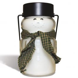 Scented Snowman Jar Candle - Green Scarf