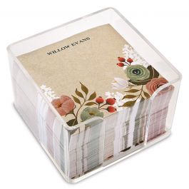 Kraft Floral Custom Note Sheets in a Cube