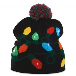Black String of Lights Knit Cap