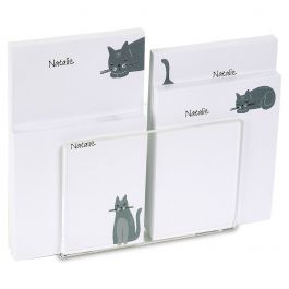 Gray Cat Custom Notepad Set & Acrylic Holder