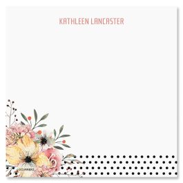 Floral Dots Personalized Note Sheets in a Cube Refill