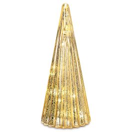 Mercury Glass Gold Pleated LED 13