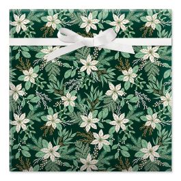 Winter White Floral Jumbo Rolled Gift Wrap