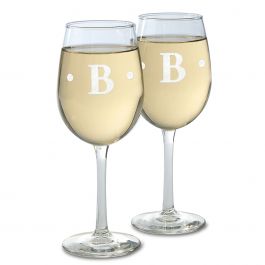 Custom Stemmed Wine Glass with Initial