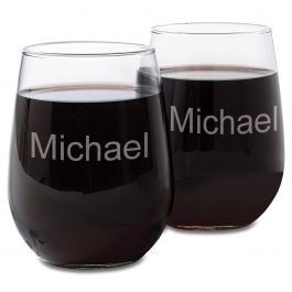 Custom Stemless Wine Glass with Name