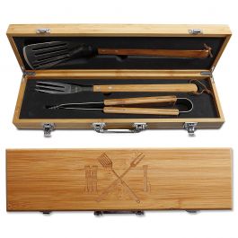 BBQ Grilling Set with Personalized Bamboo Case