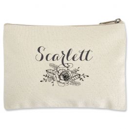 Custom Floral Name Zippered Pouch - Small