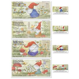 Woodland Gnomes Personal Single Checks With Matching Address Labels