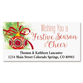 Red Ornament Deluxe Return Address Labels