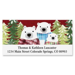 Christmas Bear Family Deluxe Return Address Labels