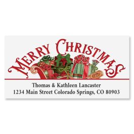 Tartan Christmas Sleigh Deluxe Return Address Labels