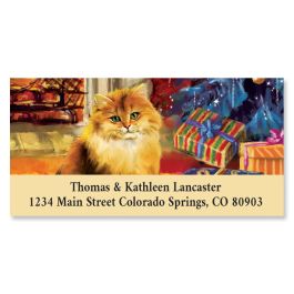 Kitty Christmas Tree Deluxe Return Address Labels