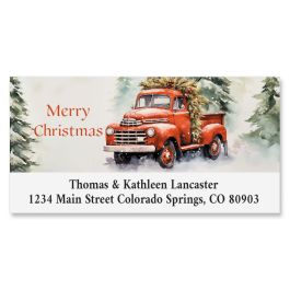 Christmas Red Truck Deluxe Return Address Labels