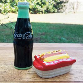 BRAND NEW Coca-Cola Salt & Pepper Shakers with Wire Rack