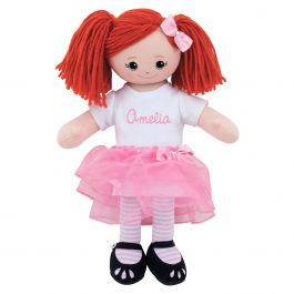 Personalized Red-Hair Rag Doll with Tutu