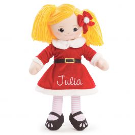 Custom Blonde Rag Doll in Santa Dress