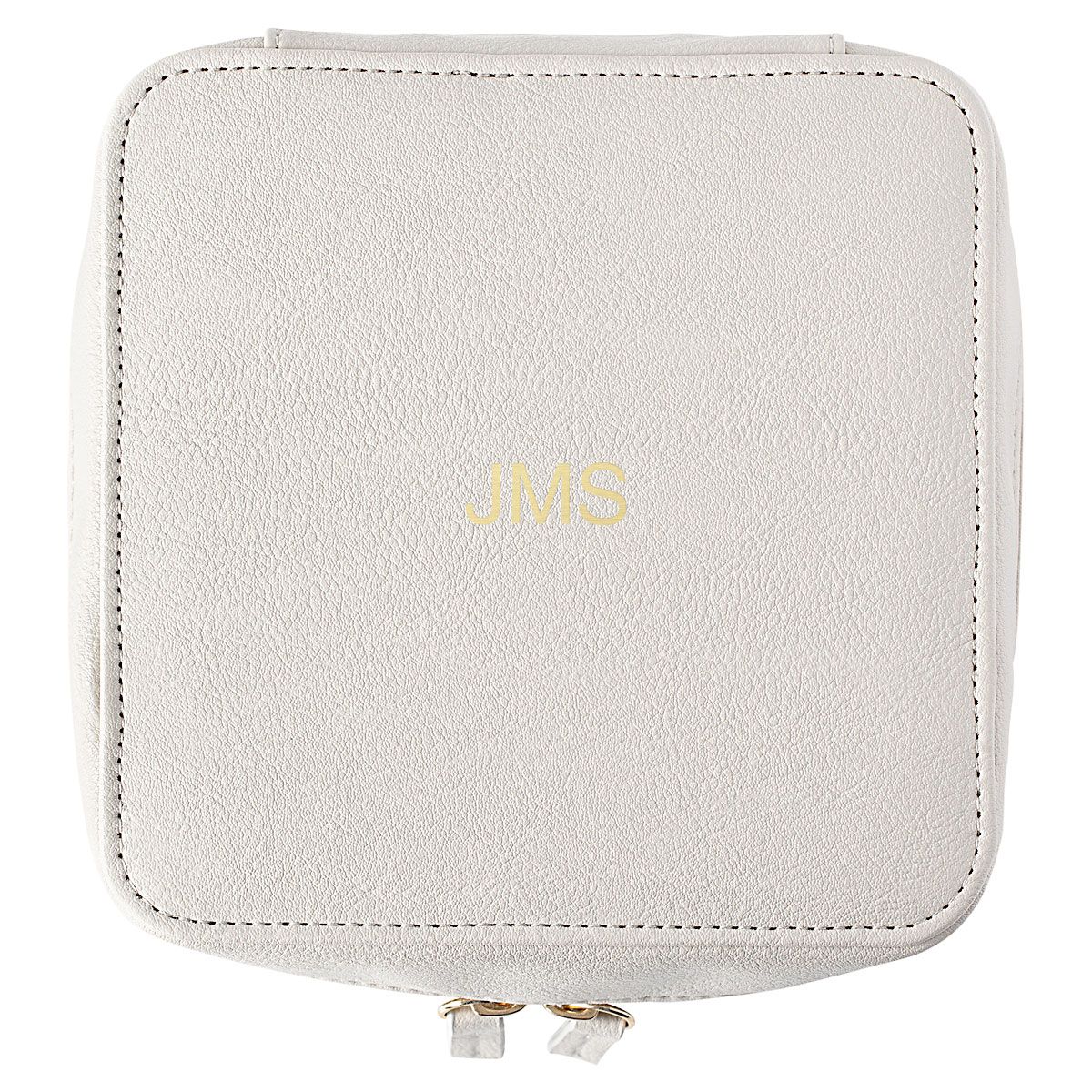 Personalized Faux Leather Tech Travel Case, Oyster Grey - Monogram