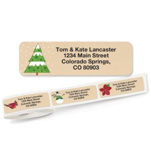 Krafty Christmas Rolled Return Address Labels  (5 Designs)