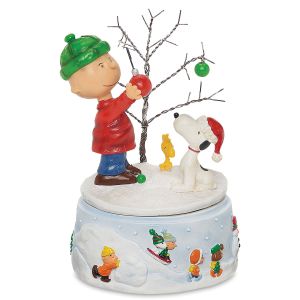 PEANUTS® Charlie Brown Snoopy™ & Woodstock with Christmas Tree Figurine 