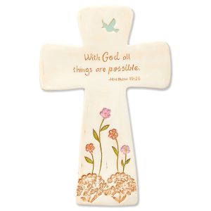 With God All Things Are Possible Porcelain Cross