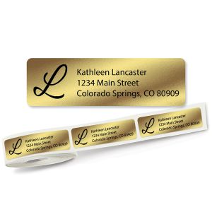 Gold Foil with Initial Standard Return Rolled Address Labels