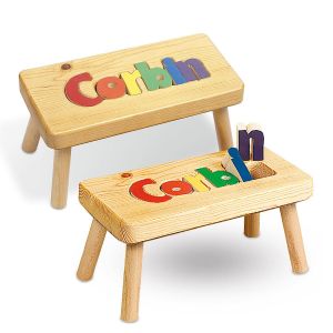 Custom Name Wooden Puzzle Footstool