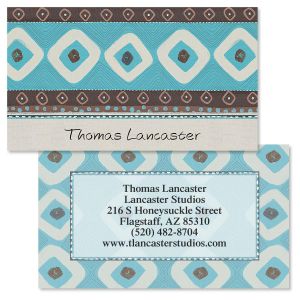 Brown & Turquoise Double-Sided  Business Cards