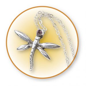 Dragonfly Birthstone  Pendant & Chain