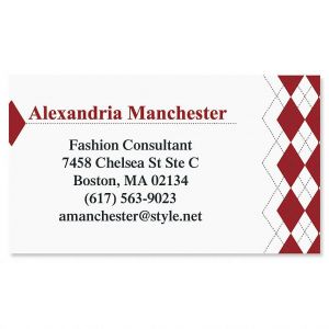 Red Argyle Business Cards