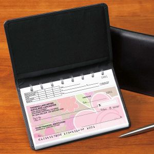 Top Stub Leather Black Checkbook Cover