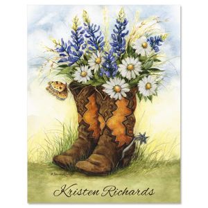 Country Boots Personalized Note Cards