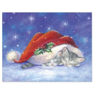 Santa Hat Snuggles  Note Card Size Christmas Cards