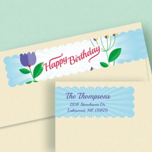 Cheerful Blooms Connect Wrap Diecut Address Labels  (4 Designs)