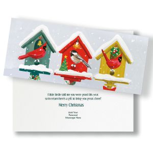 Holiday Birdhouses Slimline Holiday Cards 