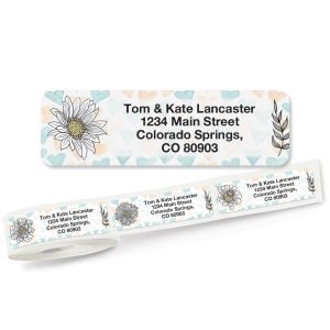 Lovely Flower Rolled Address Labels (5 Designs)