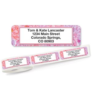 Pink Peony Rolled Return Address Labels